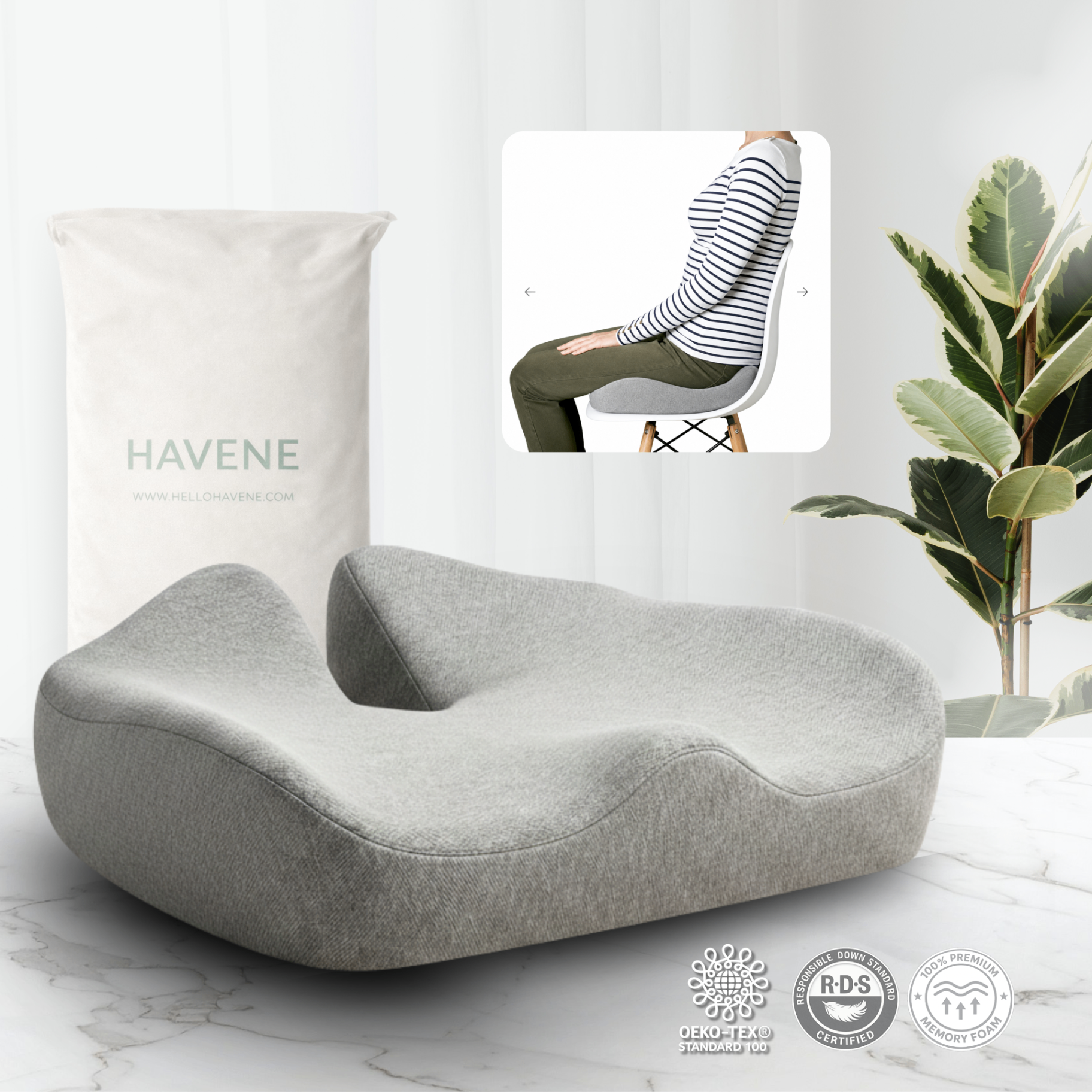 Cloud Seat Cushion showing the ergonomic coccyx cut-out